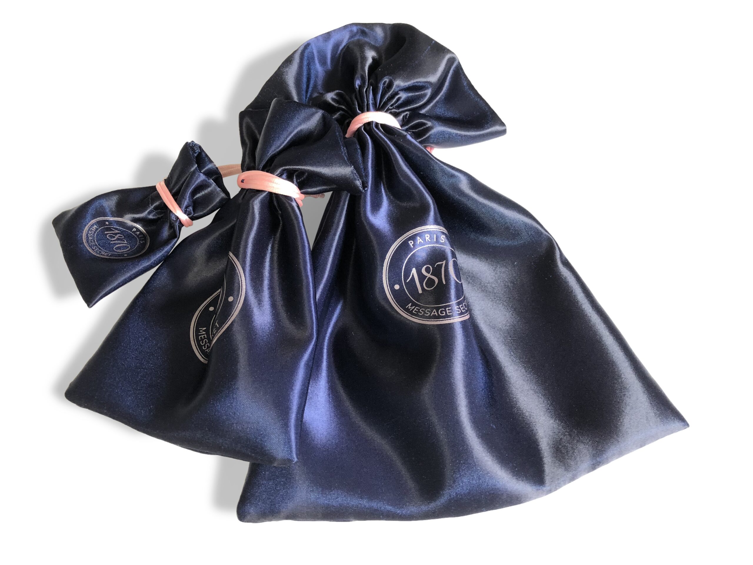 dust bag imprimé pochon dust bag bleu satin
