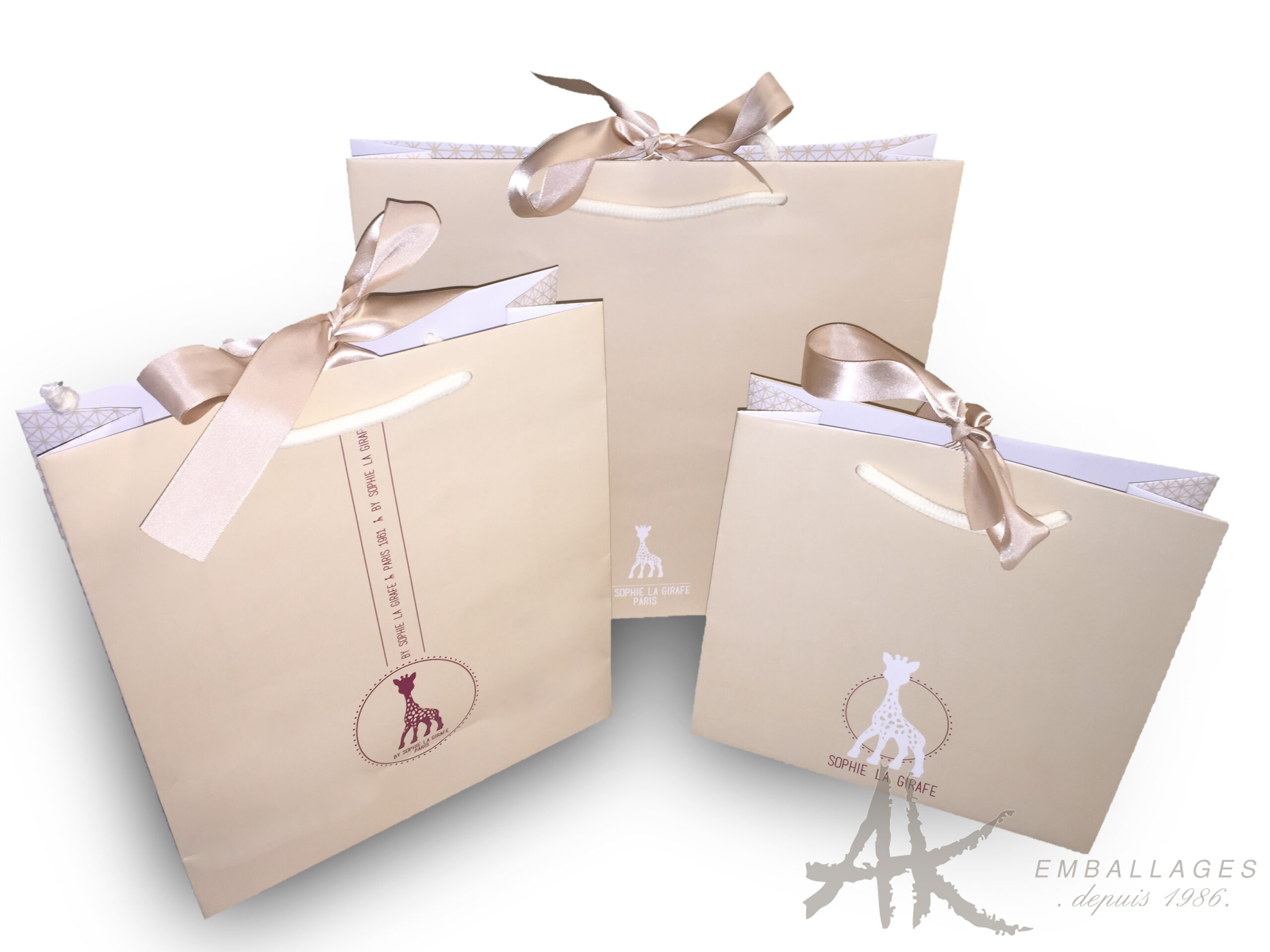 sac papier ruban sac papier ruban rose - logo girafe