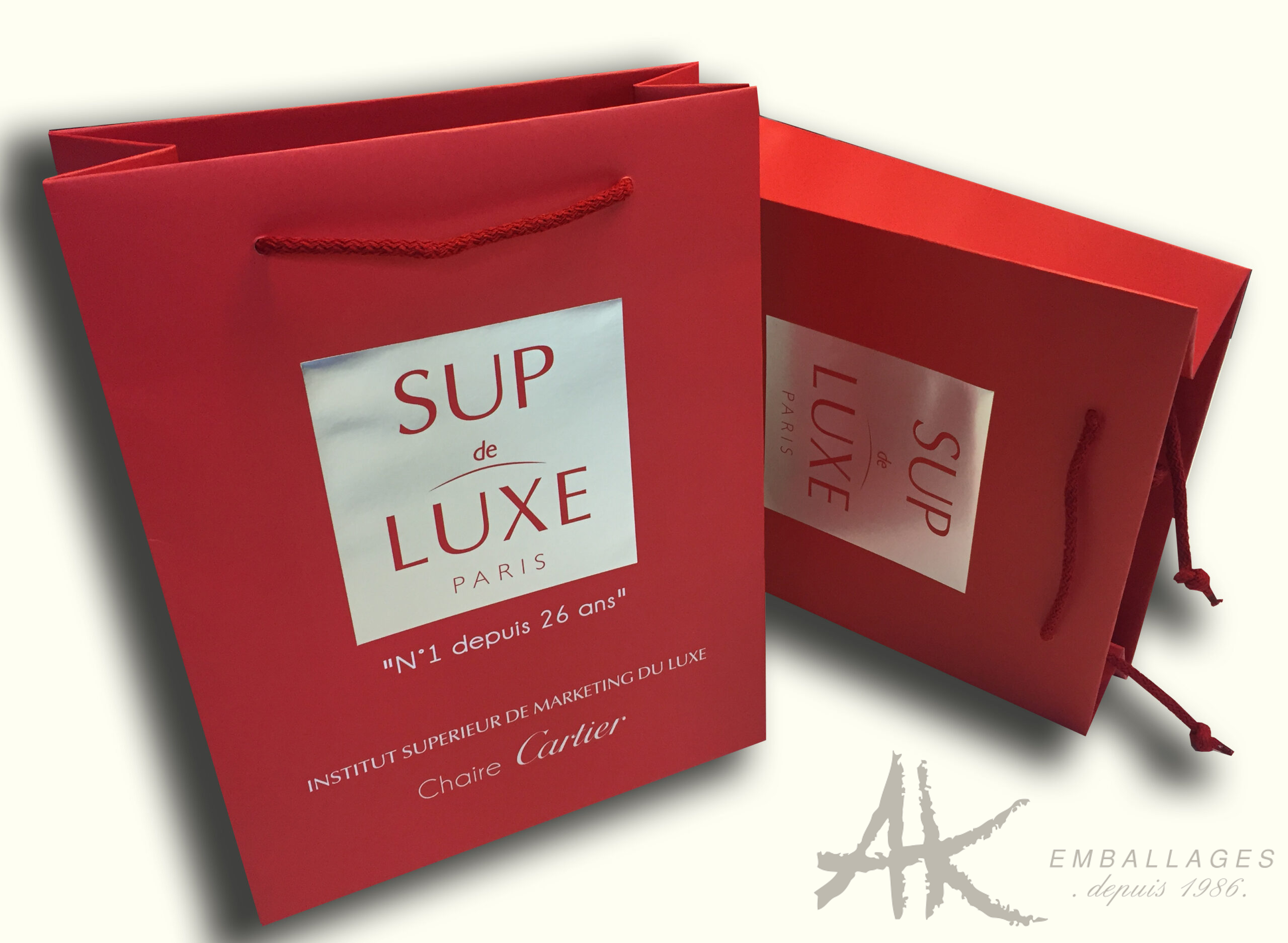 sac papier cordon coton sac papier rouge SUP DE LUXE