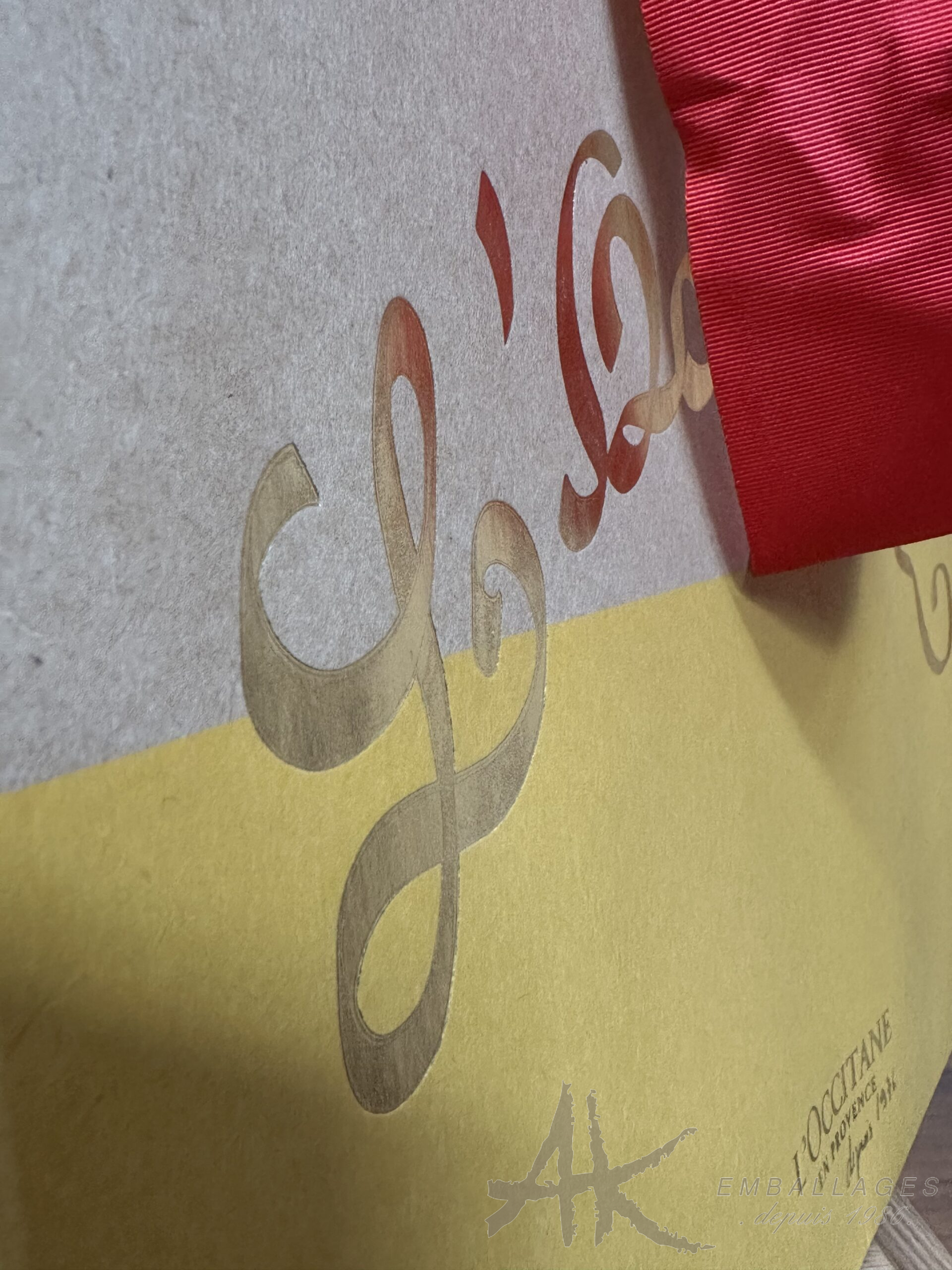 sac papier ruban impression or à chaud - ruban coton rouge