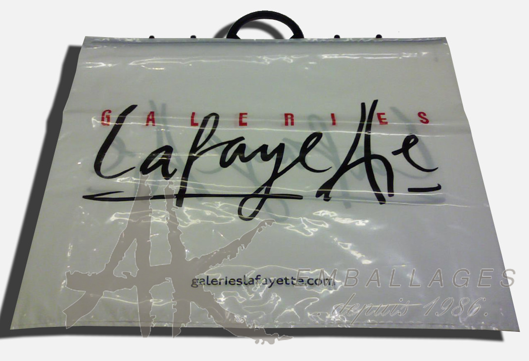 sac plastique poignée rigide rapportée à clips pression sac plastique poignée rigide - imprimé GALLERIES LAFAYETTE